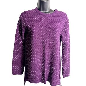 ELLE Sweater Womens Small Purple Argyle Knit Long Sleeve Crewneck Pullover